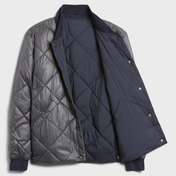 BANANA REPUBLIC WATER RESISTANT REVERSIBLE QUILTED BOMBER JACKET - Picture 3 of 13